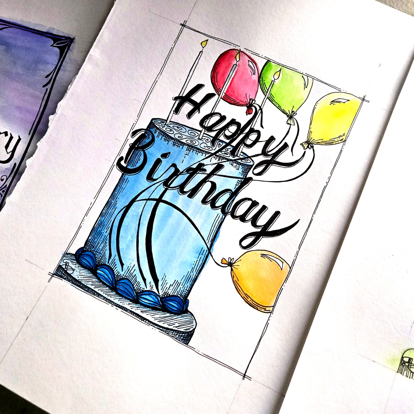 Birthday Card - blue cake